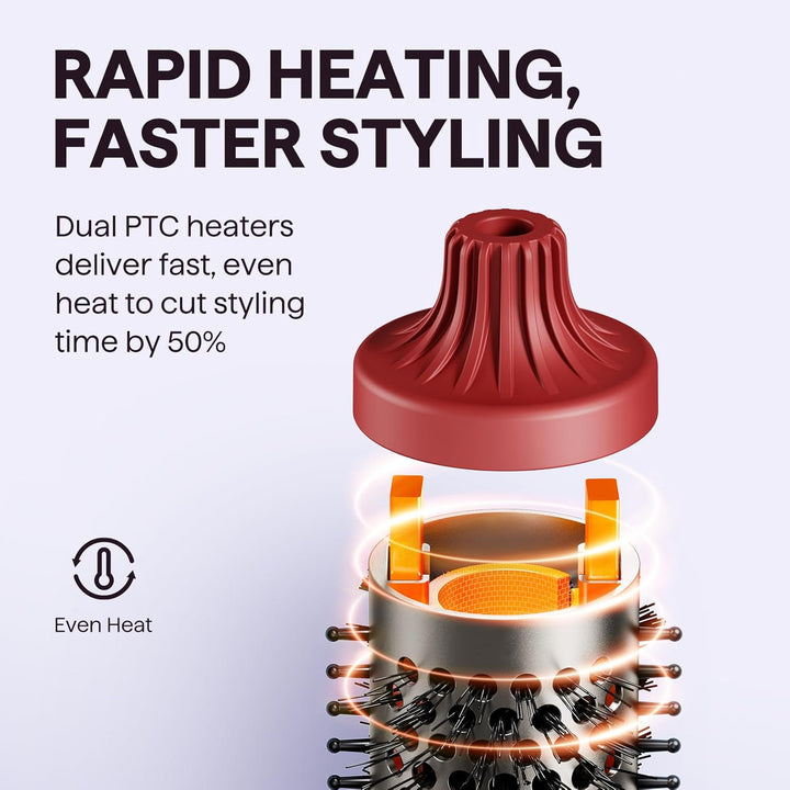 Wavytalk Cepillo térmico Blowout Boost, cepillo redondo calentado d...