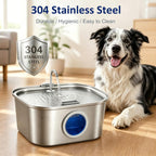 Fuente de agua para perros grandes, cuenco de acero inoxidable para perros