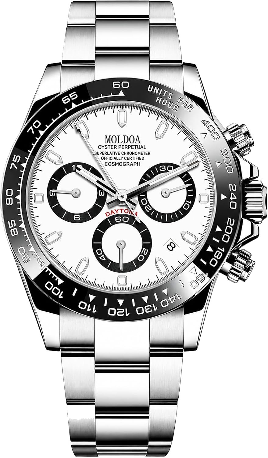 MASTOP Pagani Design Daytona Homage - Reloj de pulsera para hombre, diseño de panda, analógico, de cuarzo, con movimiento japonés, cronógrafo, de lujo, correa de silicona, impermeable, para negocios