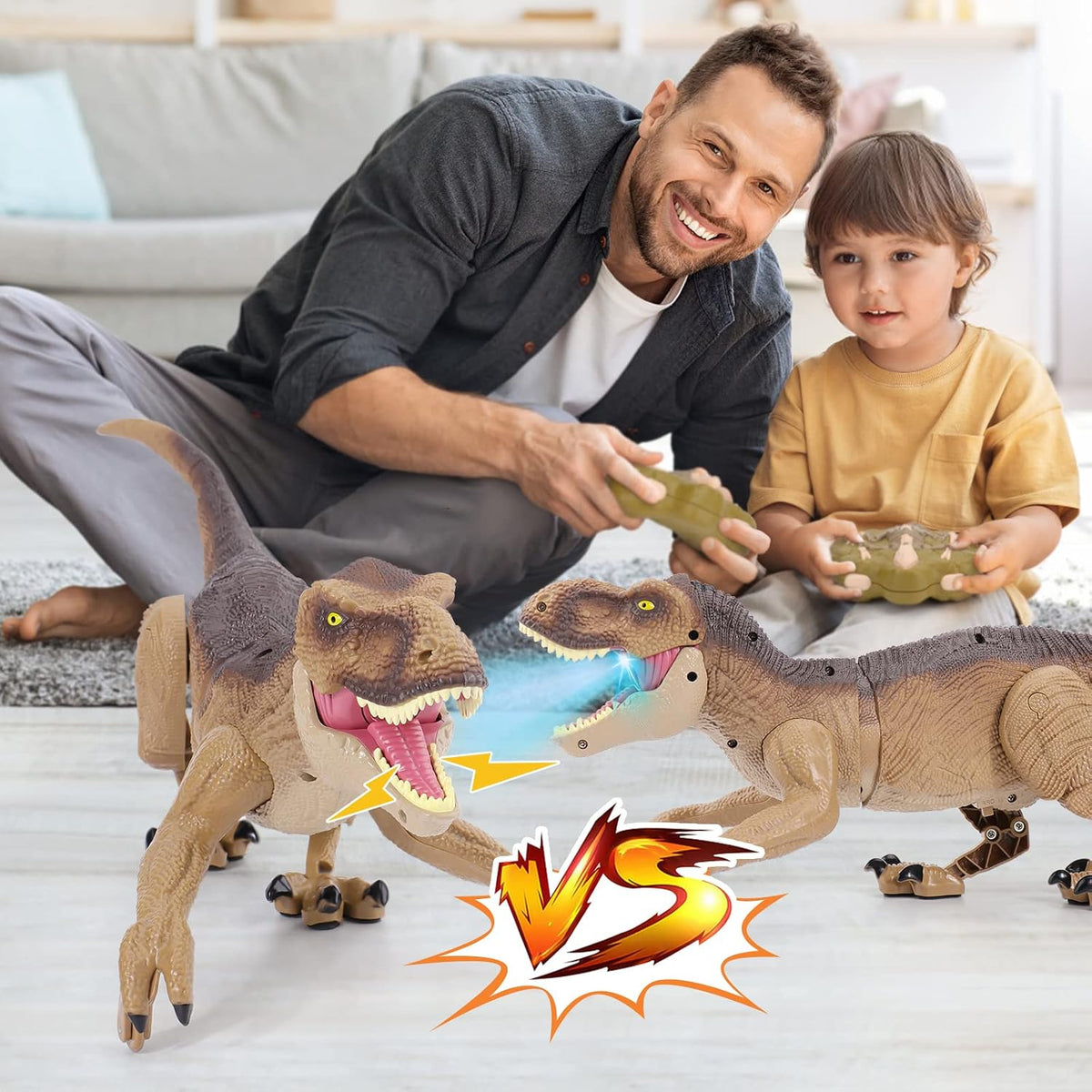 VERTOY Juguetes de dinosaurio a control remoto para niños de 3 a 5, 4 a 7, 8 a 12 años de edad - Ideas de regalo realistas de T-Rex grande para niños, dinosaurio RC que camina con rugidos, spray, luz