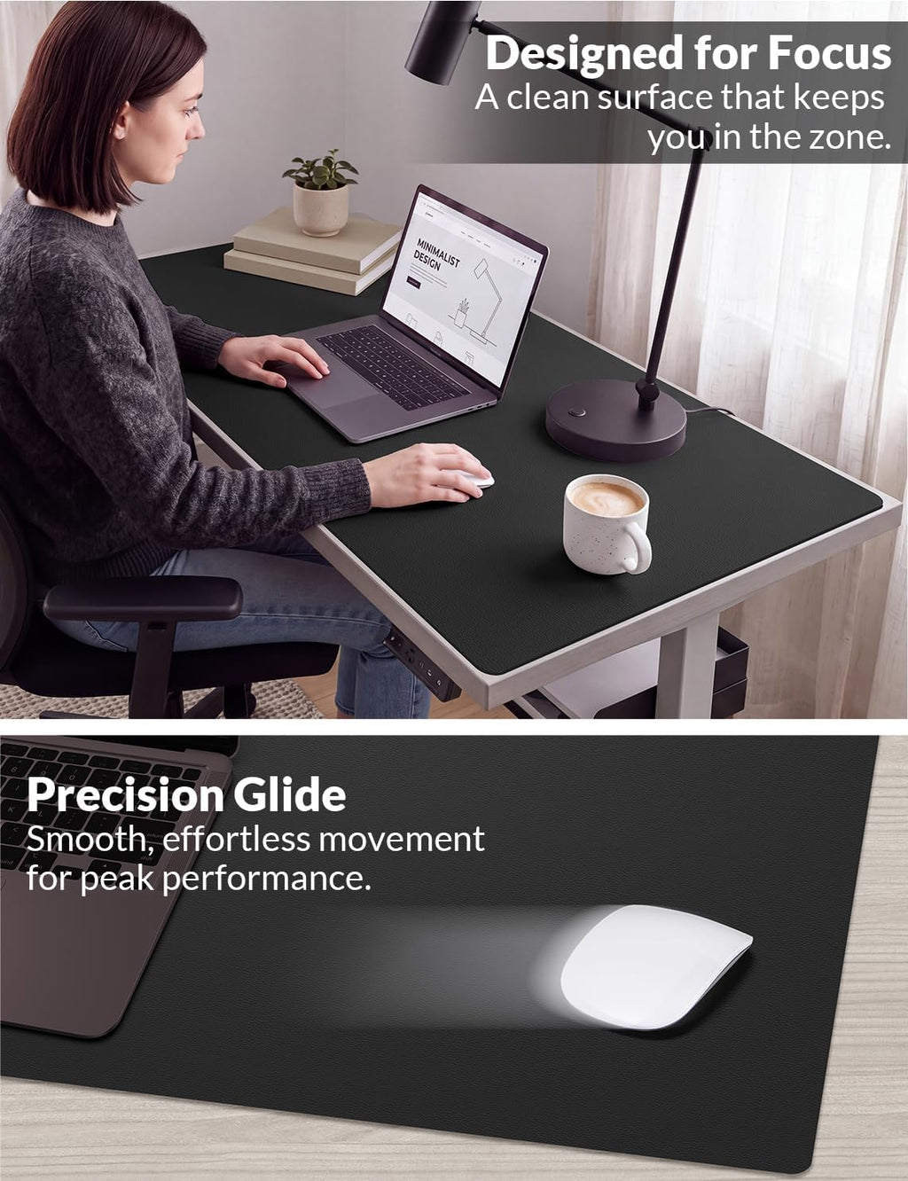 Tapete de cuero para escritorio, 63 x 17 pulgadas, protector de