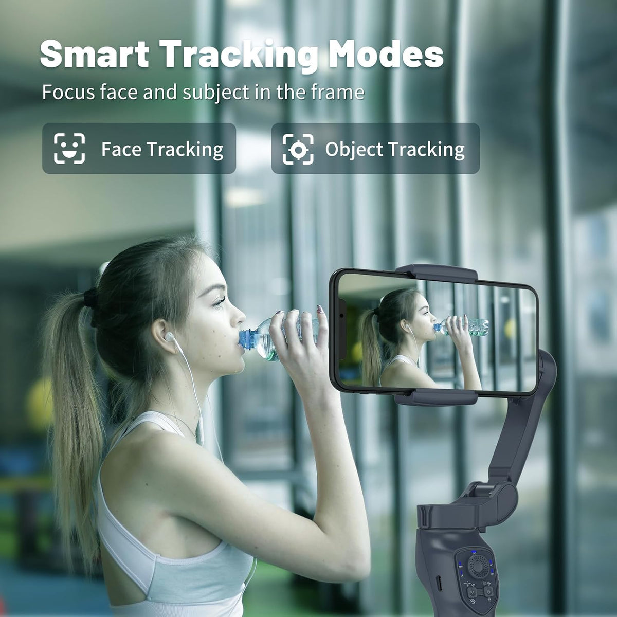 COMITOK L7C Pro, estabilizador de cardán para iPhone, estabilizador de teléfono para grabación de video con seguimiento de cara/objetos, cardán de 3 ejes para Android y iPhone 15 Pro Max, grabación de