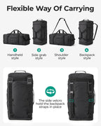 BAGSAMRT - Bolsa de lona plegable para viajes, bolsa de viaje para hombres, mochila de viaje 4 en 1, bolsa de transporte para fin de semana, Gris-oscuro, Casual