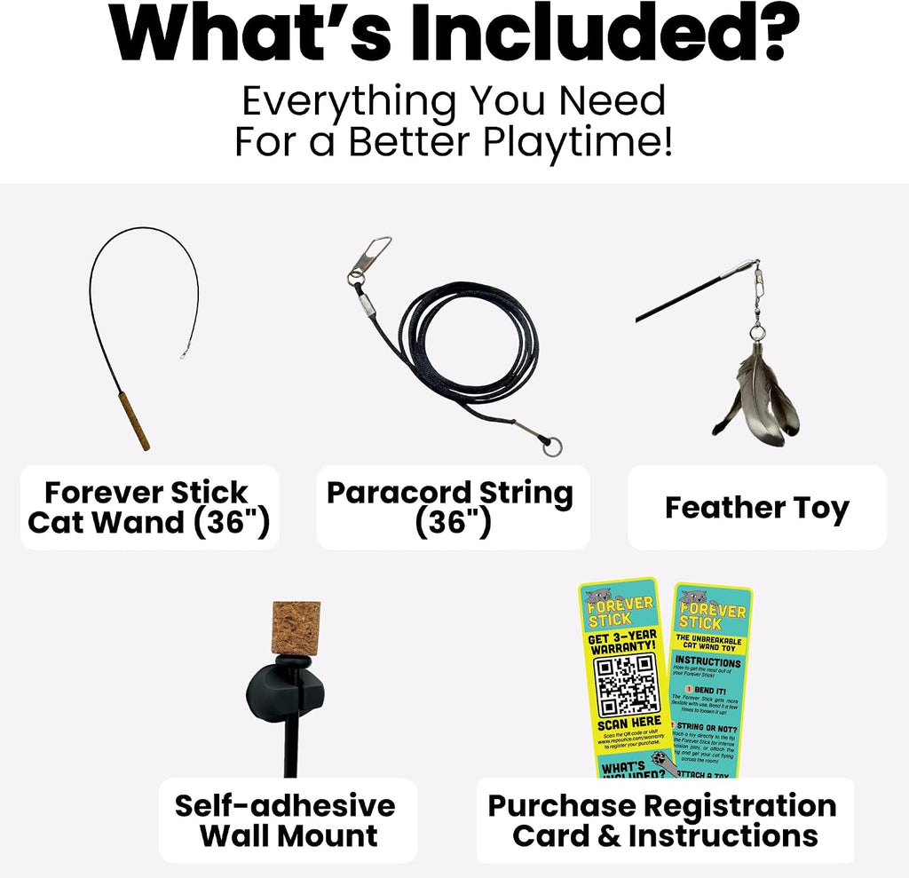 Forever Stick - Paquete de 2 juguetes irrompibles para gatos