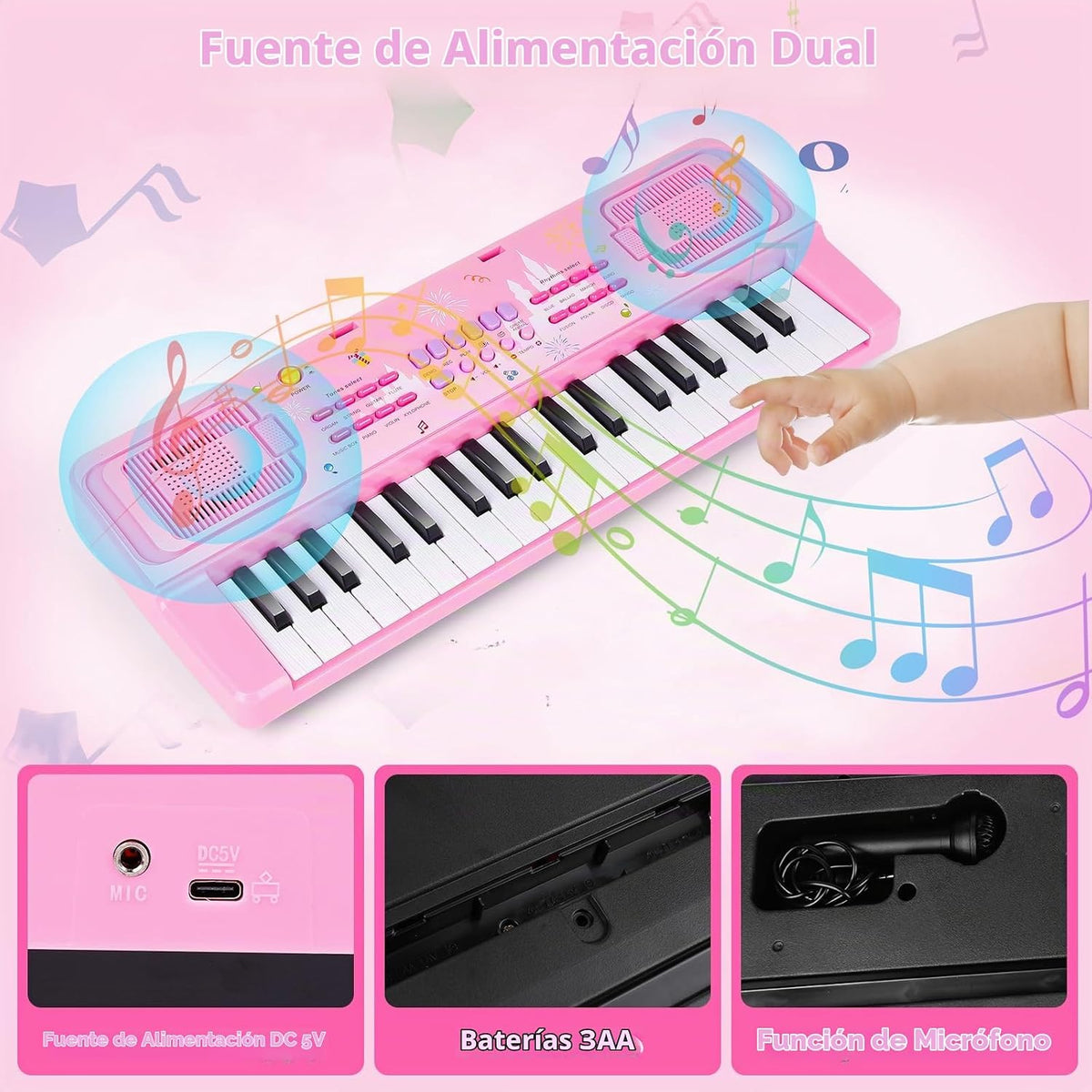 37 Keys Kids teclado Piano con Music Stand, Microphone, Musical Toys