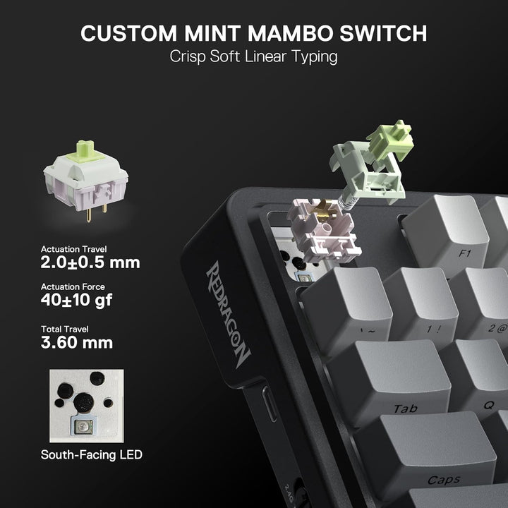 Redragon K743 PRO GB Teclado Gaming RGB 80% Gasket con Pantalla TFT...