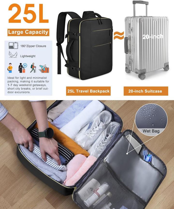 Mochila de viaje Capolo para mujeres y hombres, mochila impermeable...