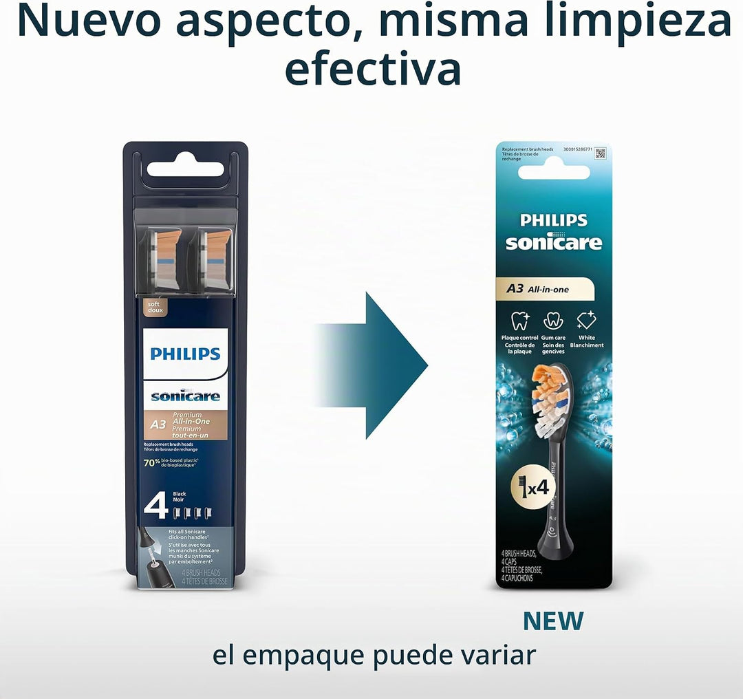 Philips Sonicare Cabezales de cepillo todo en uno A3, paquete de 4,...
