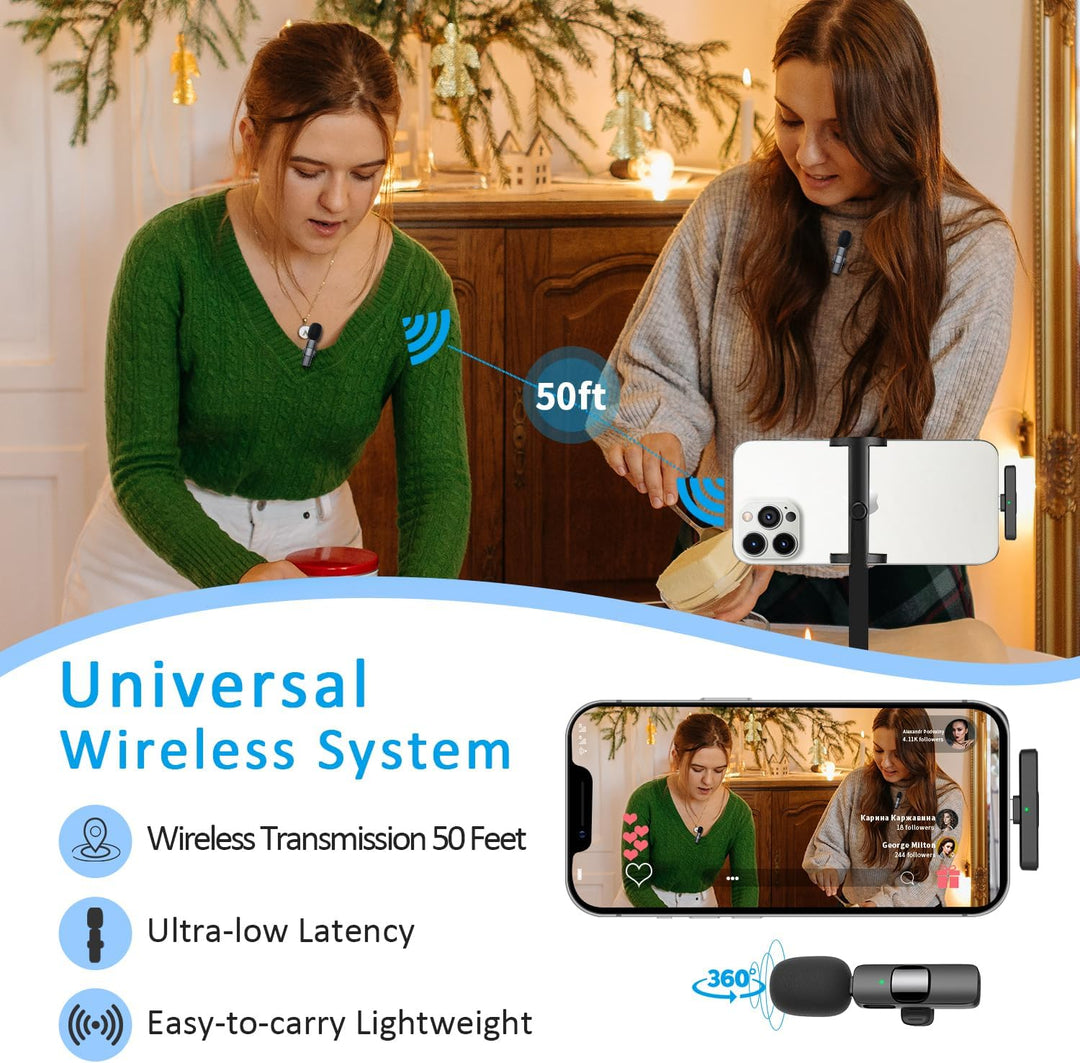 MAYBESTA Micrófono Lavalier inalámbrico para iPhone, iPad, Android,...