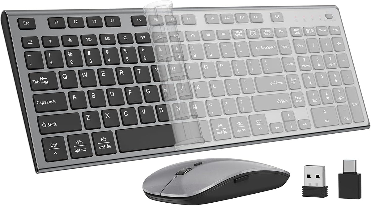 GALENMORO - Teclado y mouse inalámbricos, silencioso y silencioso c...