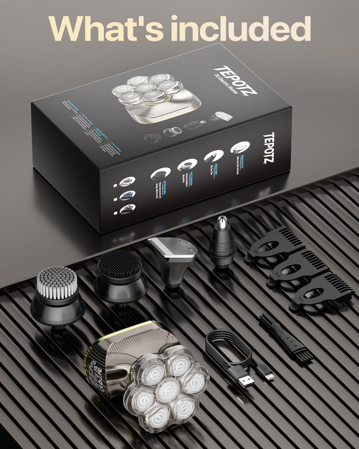 TEPOTZ Afeitadoras de cabeza 7D para hombres calvos, maquinilla de...