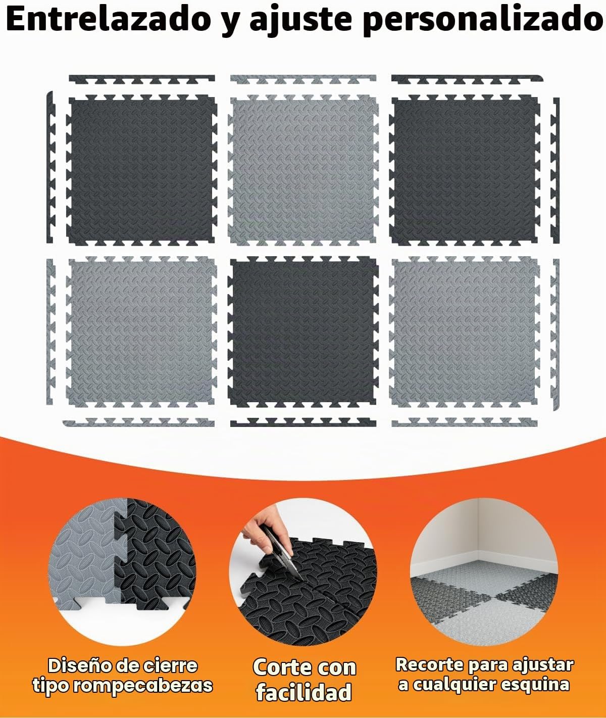 AIRHOP Alfombrillas de espuma EVA de alta densidad mejoradas de 0.79 pulgadas, extra gruesas, 48 pies cuadrados, 12 piezas grandes entrelazadas (24 x 24 pulgadas) para gimnasio en casa