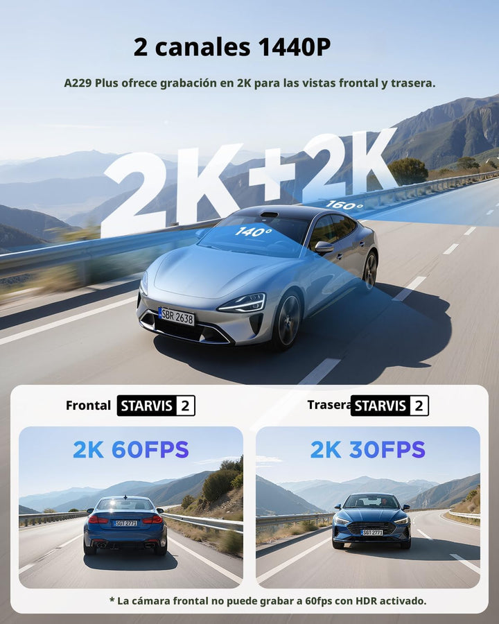 VIOFO A229 Plus Dash Cam frontal y trasera doble STARVIS 2