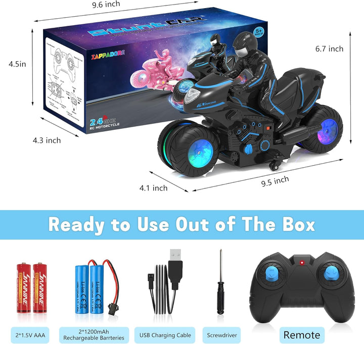 iappadore Motocicleta RC, Motocicleta de Control Remoto con Luces R...