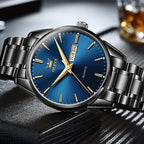 OLEVS Relojes para Hombre de Lujo a prueba de agua Lúminosos de lectura fácil Cronógrafo Con Esmalte Dorado Completo / Blanco Dial / Cara Negra Calendario Pulsera Relojes