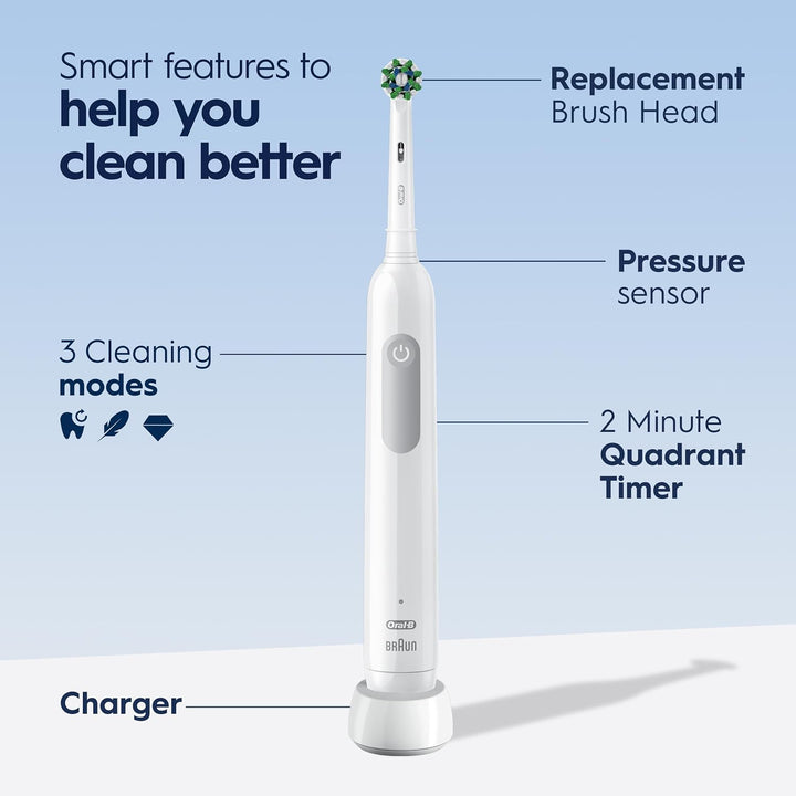Oral-B Cepillo de dientes eléctrico recargable Pro 1000, color blanco