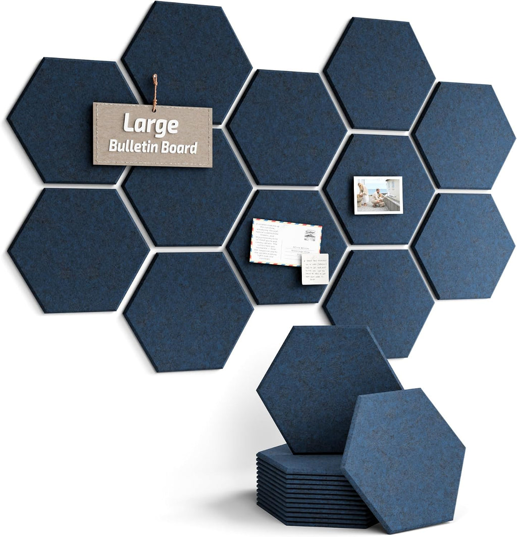 Paquete de 12 azulejos hexagonales de fieltro para tablón de