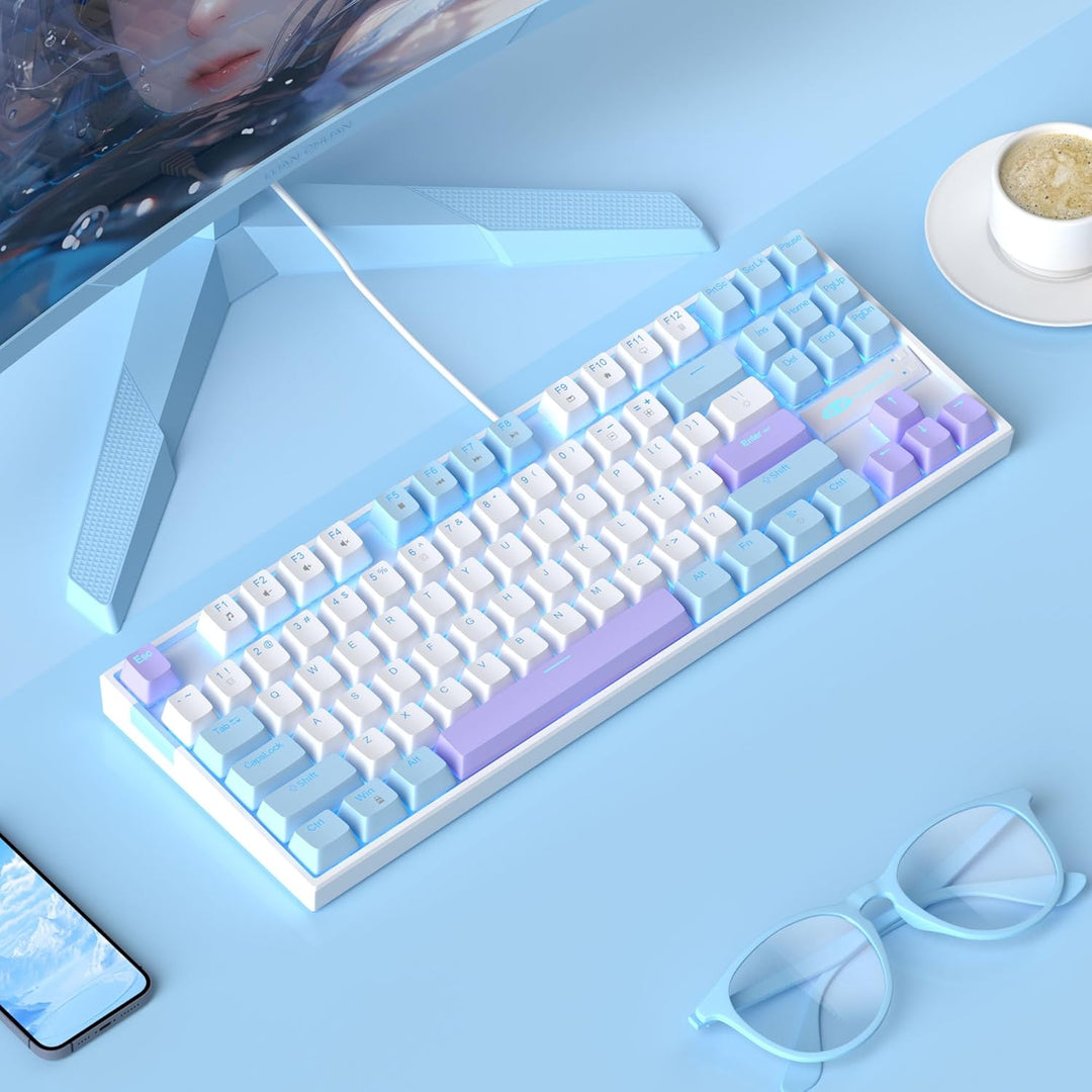 MageGee Teclado mecánico 75% para juegos, interruptor rojo, retroil...