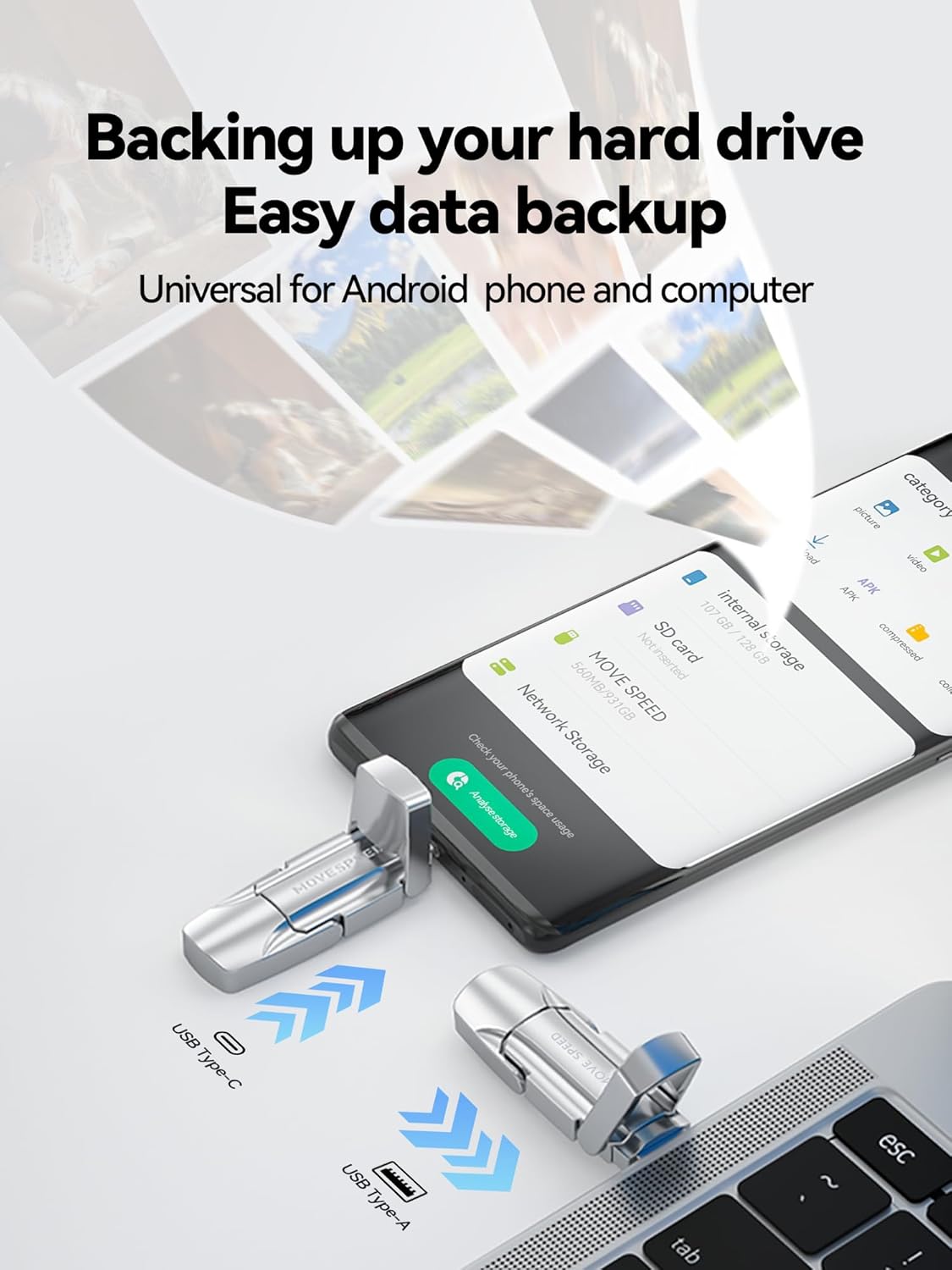 MOVE SPEED Unidad flash de estado sólido de 256 GB, 400 MB\/s, de a...