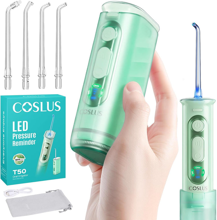 COSLUS Irrigador dental portátil T50 para viajes: Mini púa dental i...