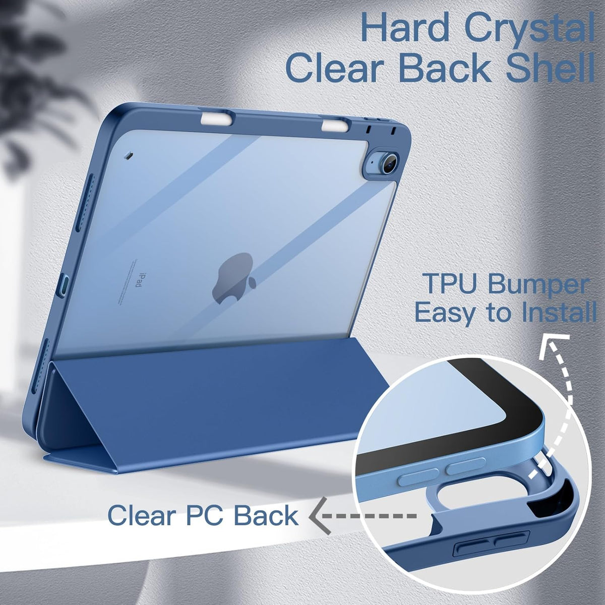 JETech Paquete de funda trasera transparente y protector de pantalla de vidrio templado para iPad (A16) de 11ª/10ª generación (2025/2022)