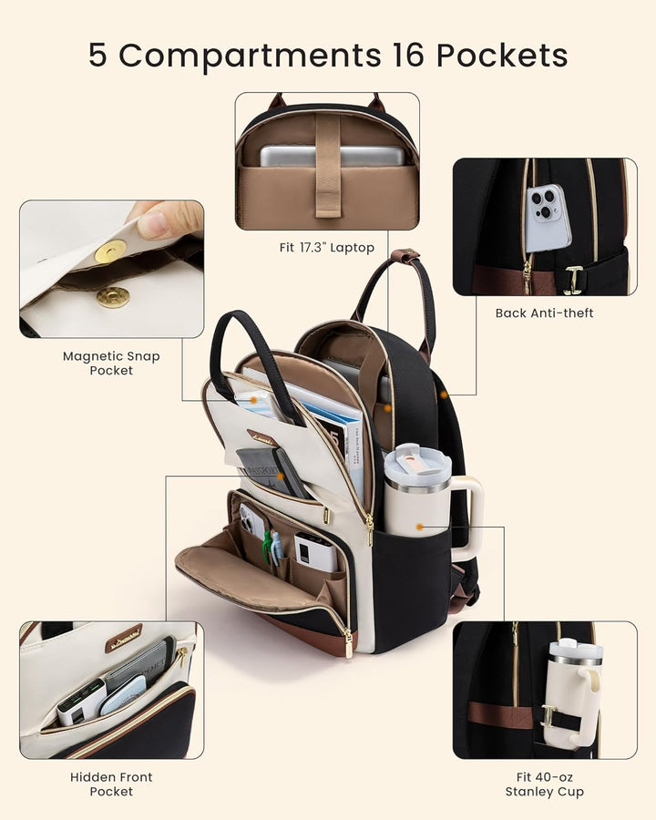 LOVEVOOK - Mochila para computadora portátil para mujeres con bolsi...
