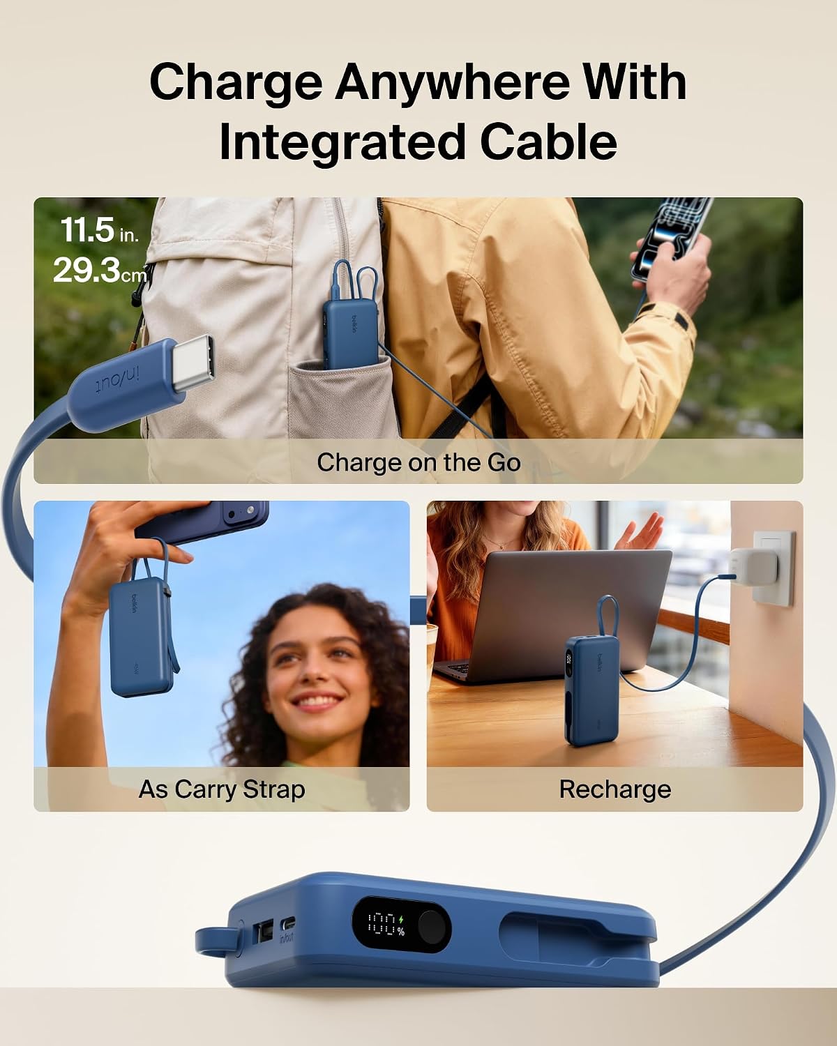 Belkin Banco de energía con cargador portátil de 10000 mAh y 45 W c...