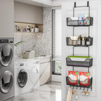 HapiRm Organizador Sobre la Puerta - Organizador de Puerta Colgante con 4 Canastas Metálicas de Gran Capacidad y Gancho Ajustable para Ropa para Baño Dormitorio Cocina Despensa Armario de Cocina