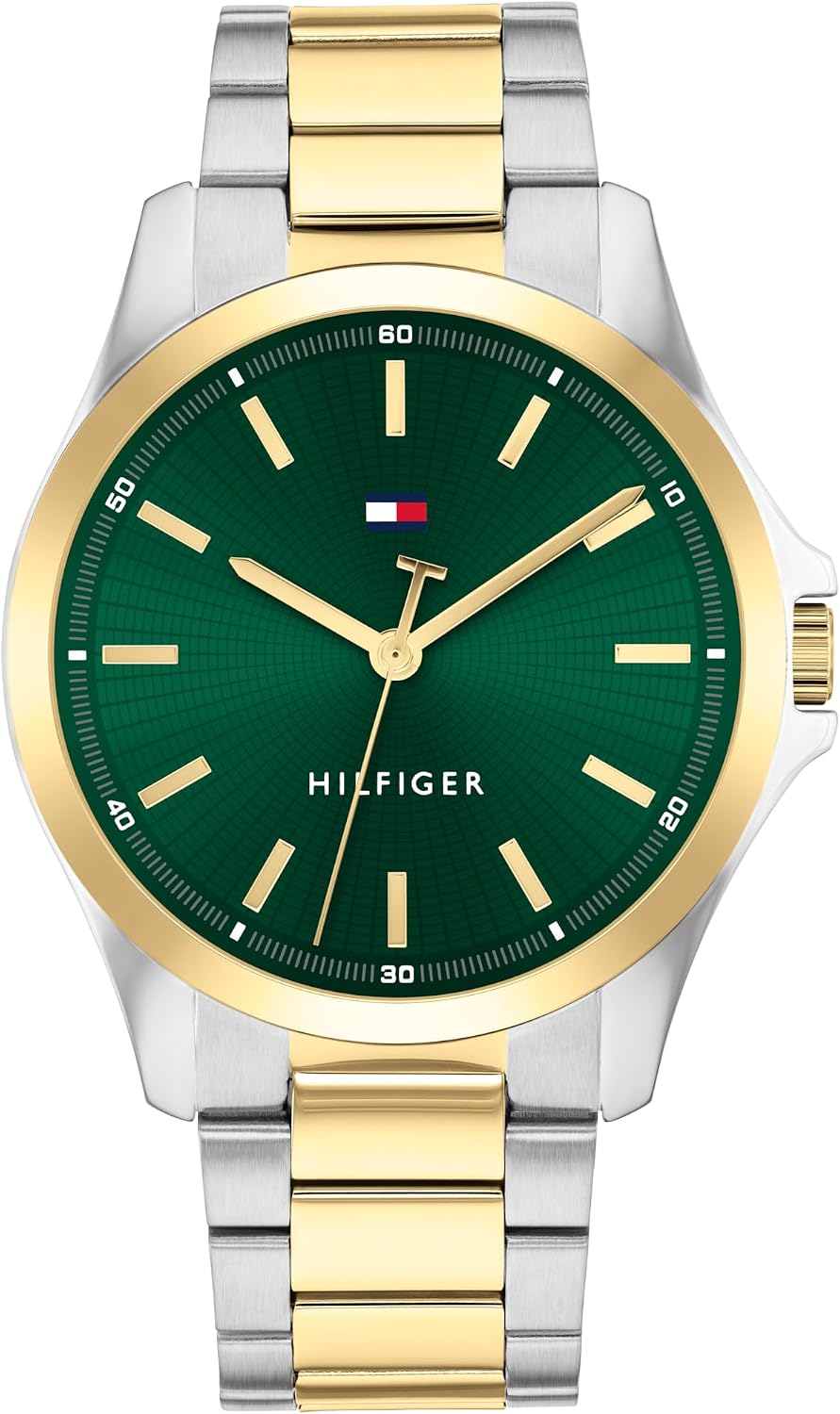 Tommy Hilfiger - Reloj de cuarzo para hombre de 3H, pulsera de acero inoxidable, resistente al agua 3 ATM, pieza moderna y elegante, regalo para él, 42mm