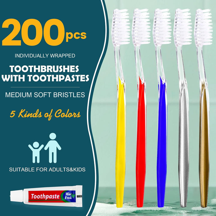 Navona 200 cepillos de dientes desechables con pasta de dientes a g...