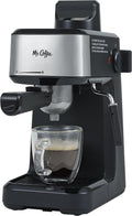 Mr. Coffee máquina al vapor de 4 tazas para preparar café expreso, capuchino y café con leche con jarra de espuma de acero inoxidable