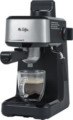 Mr. Coffee máquina al vapor de 4 tazas para preparar café expreso, capuchino y café con leche con jarra de espuma de acero inoxidable