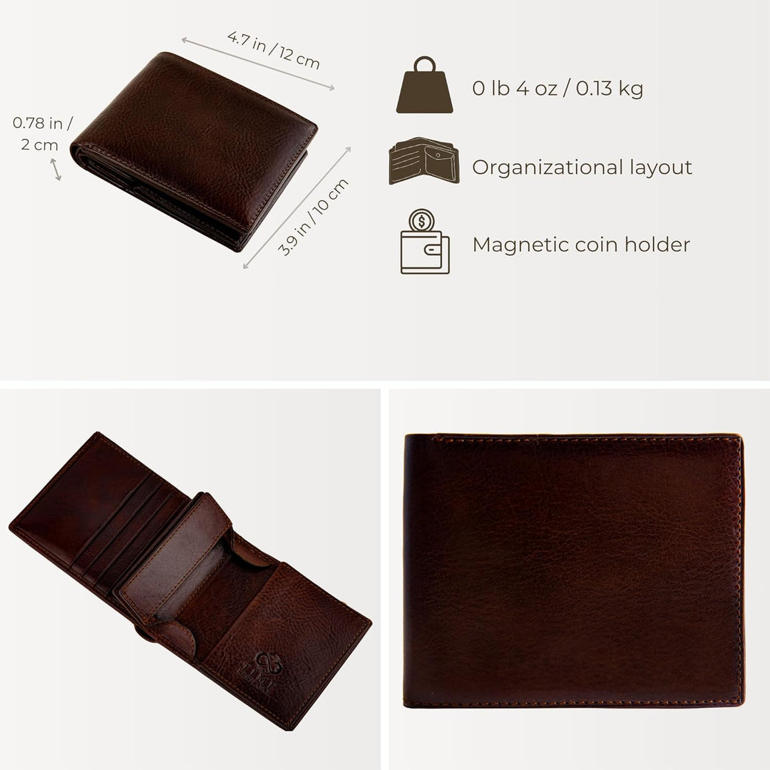 Time Resistance Cartera de cuero para hombre - Billetera italiana p...