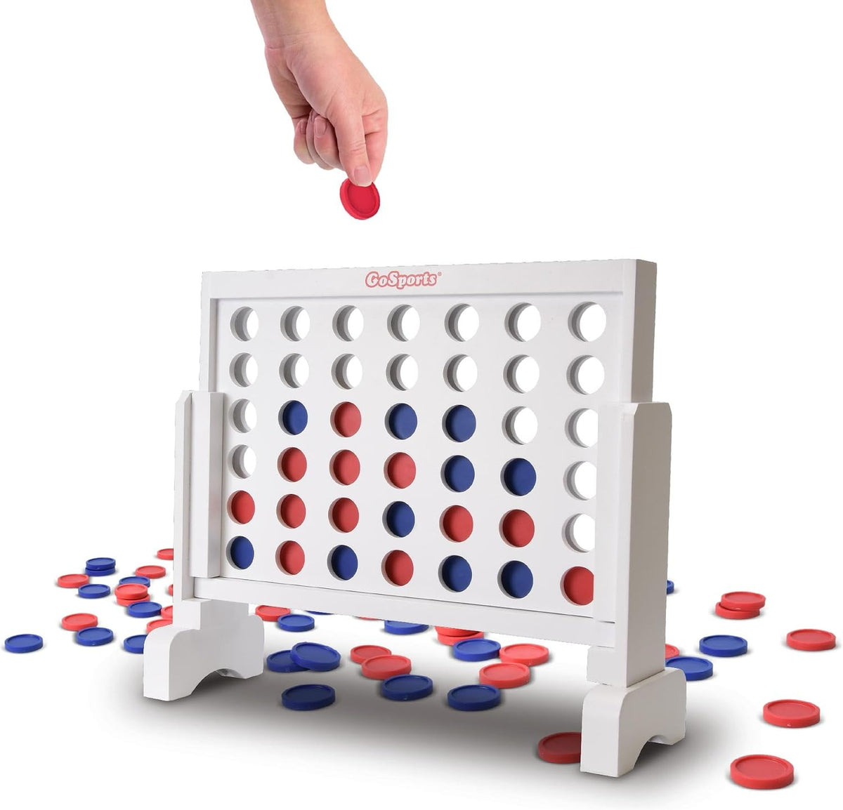 GoSports madera sólido premium Juego 4 en fila con funda transportadora – 1 pies de ancho