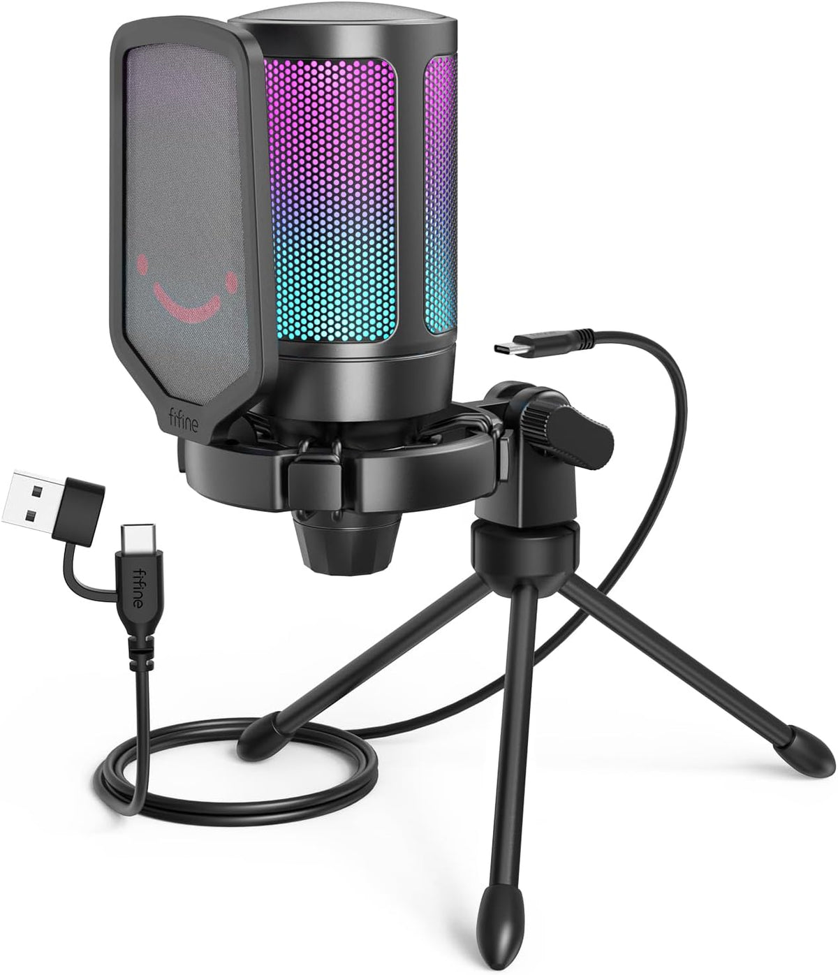 FIFINE Micrófono USB para juegos para PC PS5, micrófono de condensa...