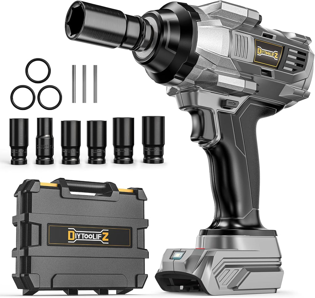 DIYtoolifz - Llave de impacto inalámbrica de 1500 Nm de 1/2 pulgada compatible con Dewalt 20V