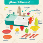 B. toys - Fregadero de juego, fregadero Splash-n-Scrub con grifo de agua corriente