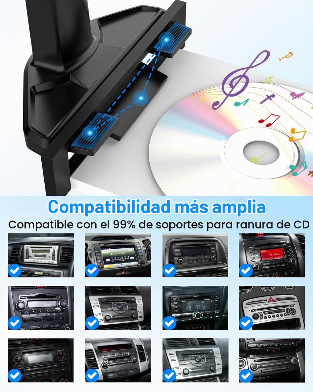 Soporte para tablet de automóvil, ranura para CD, brazo ajustable en altura, soporte para tableta para reproductor de CD de automóvil, abrazadera universal de CD para iPad Pro Air Mini, Galaxy Tabs/Z Fold/Z Flip, iPhone, más dispositivos de 4-12.9