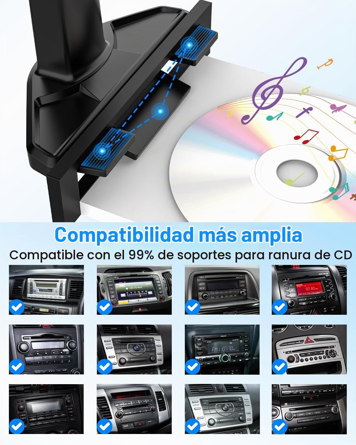 Soporte para tablet de automóvil, ranura para CD, brazo ajustable en altura, soporte para tableta para reproductor de CD de automóvil, abrazadera universal de CD para iPad Pro Air Mini, Galaxy Tabs/Z Fold/Z Flip, iPhone, más dispositivos de 4-12.9