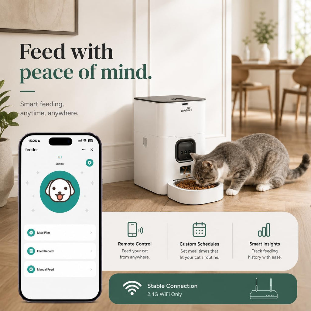 Alimentador automático para gatos con aplicación: dispensador de alimentos