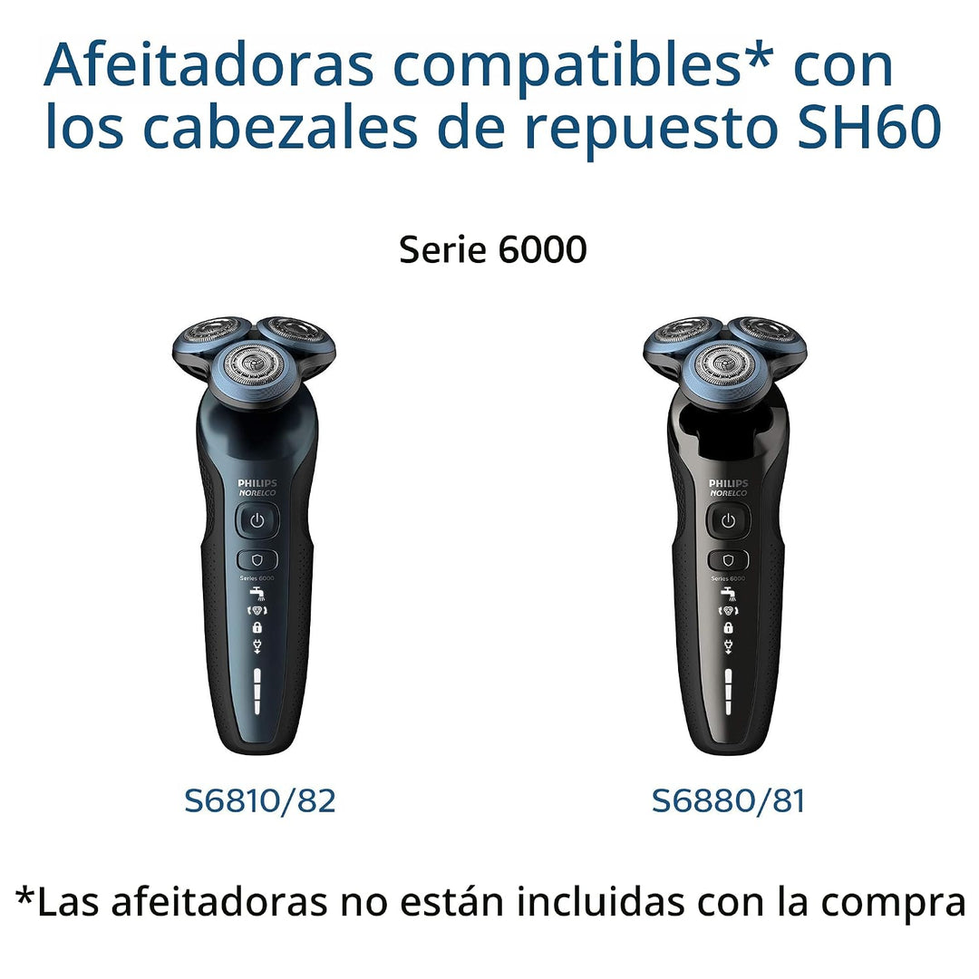 Cabezales de afeitado Philips Norelco genuinos SH60\/72 compatibles...