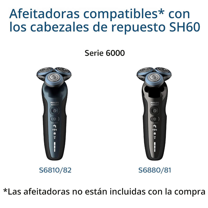 Cabezales de afeitado Philips Norelco genuinos SH60\/72 compatibles...