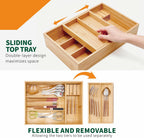Organizador de cajones de cocina de bambú, 6 compartimentos anchos