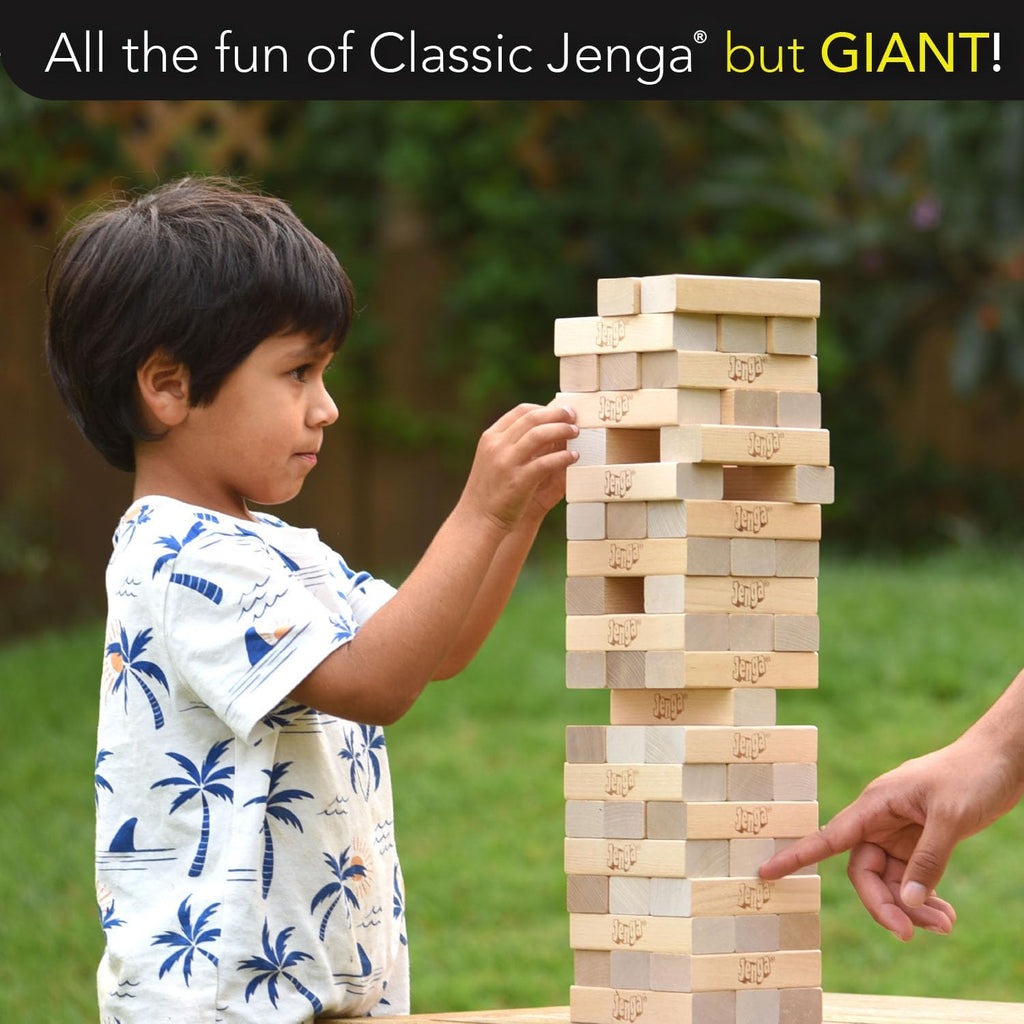 Jenga Desafío gigante, juego de apilamiento con tabla de torneos y bolsa de viaje, juego de fiesta para niños y adultos, se apila hasta 3 pies