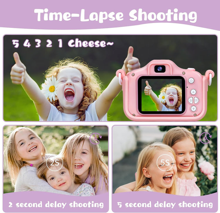 Cámara digital para niños KIZJORYA X5, color rosa, unisex, con tarj...