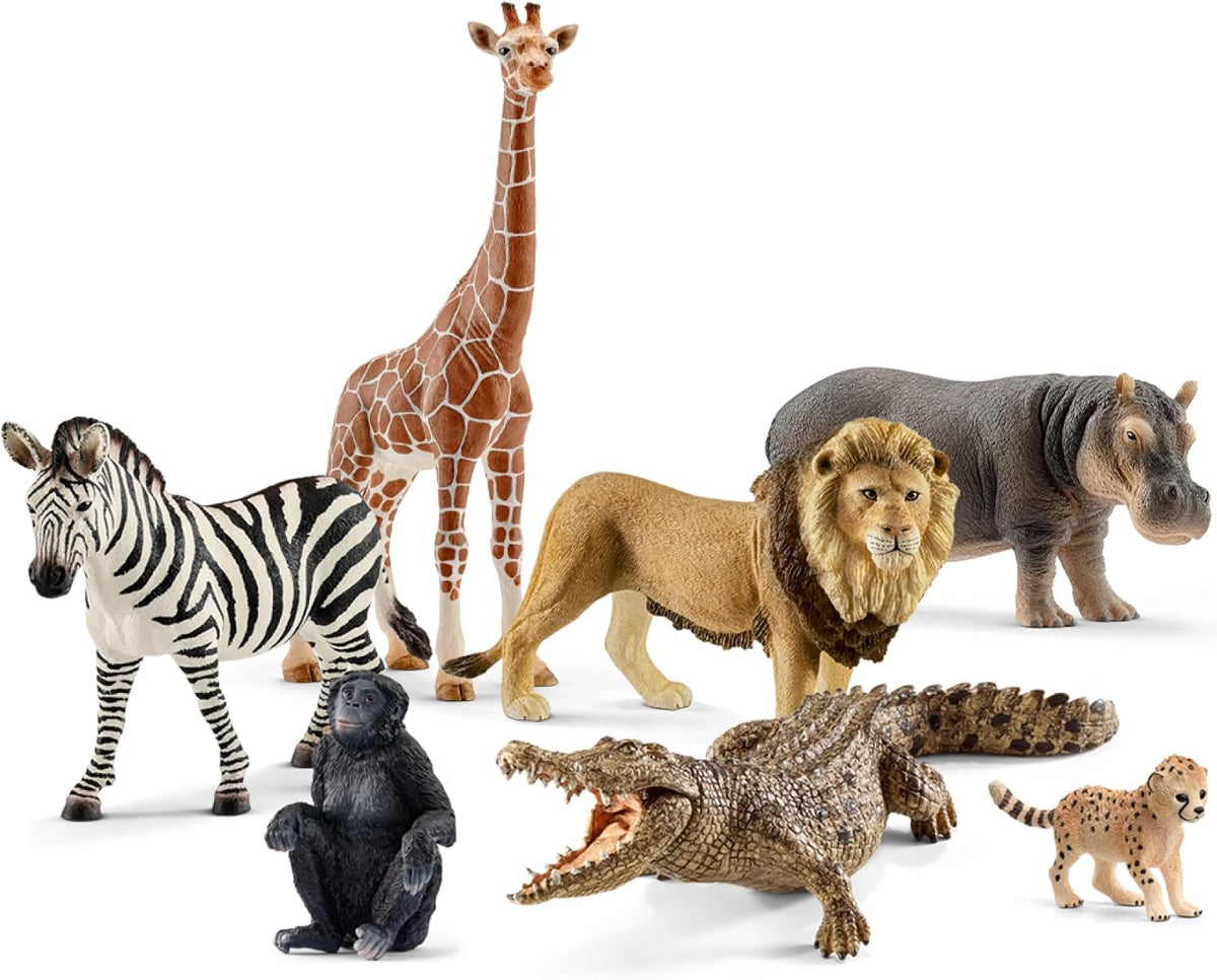 Schleich Wild Life - Paquete de 7 juguetes de animales de sabana | 77763