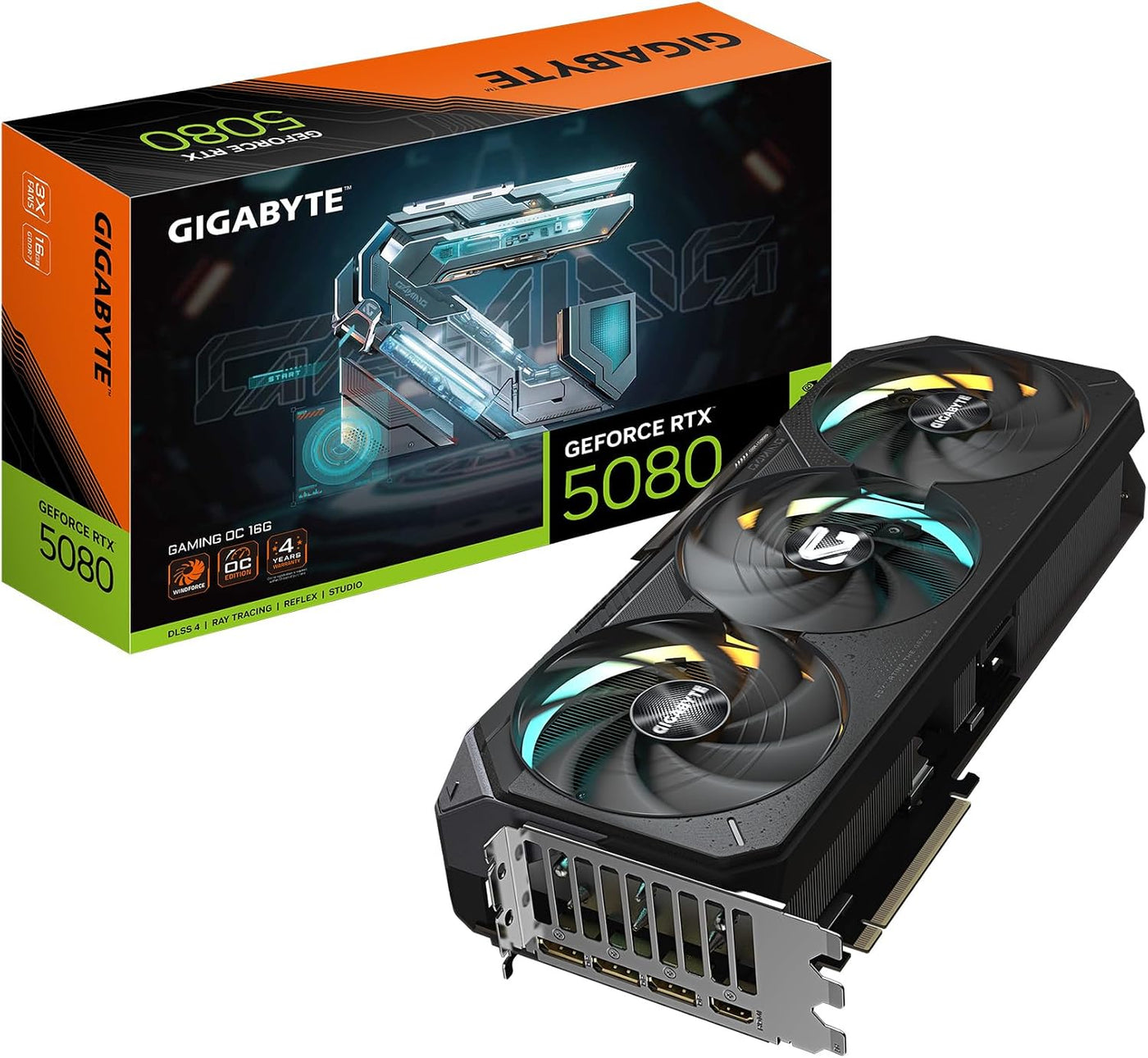 GIGABYTE Tarjeta gráfica GeForce RTX 5080 Gaming OC 16G, sistema de...