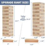 Torre gigante de hasta de 5 pies de alto, juego de apilar, 57 bloques de madera de pino de Nueva Zelanda; p/interiores/exteriores, fiesta de cumpleaños, p/adultos y niños de todas las edades