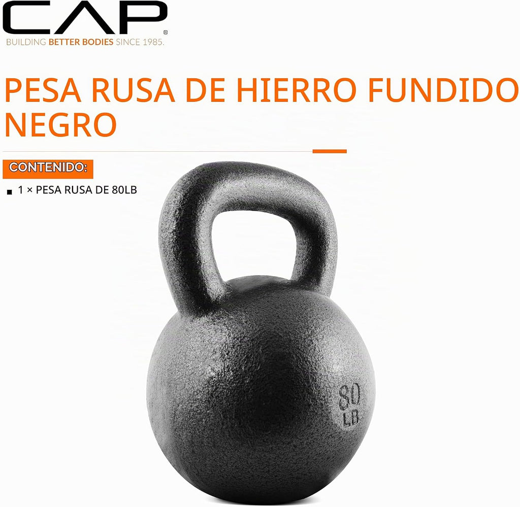 CAP Kettlebell de hierro fundido simples y sets, mango ancho, base plana