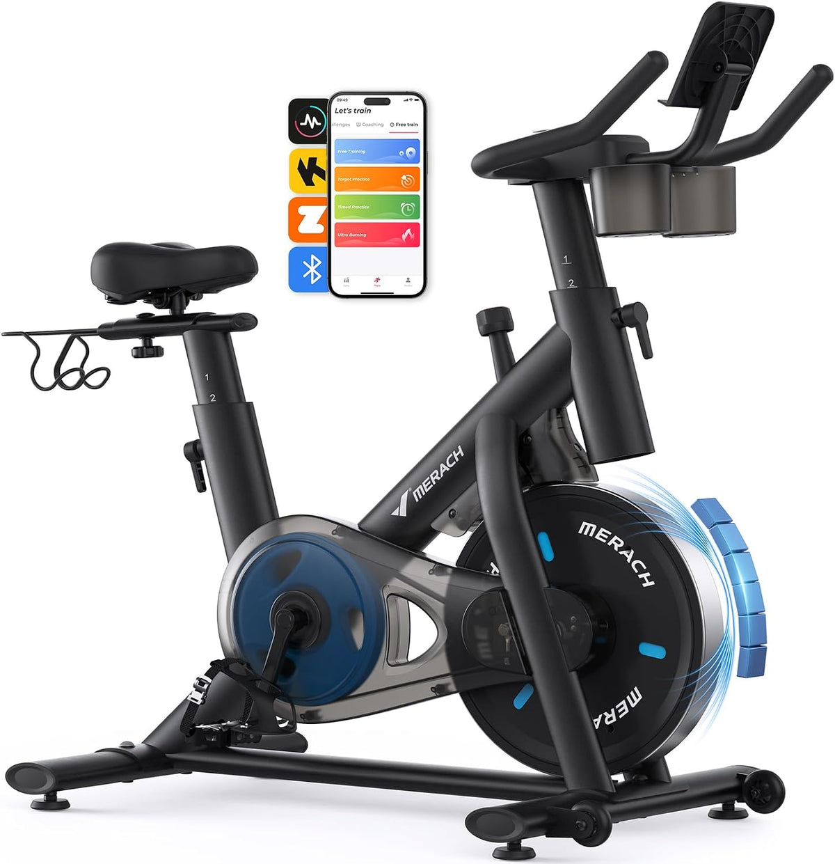 MERACH Bicicleta de ejercicio estática magnética para uso en casa con APP